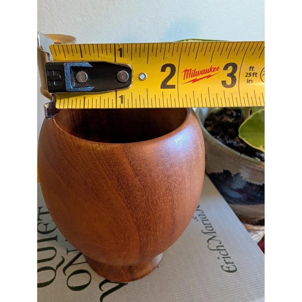 Vintage MCM Myrtlewood Vase Hand Turned Wood Bend Oregon‎ 4.25in Ralph A Bailey